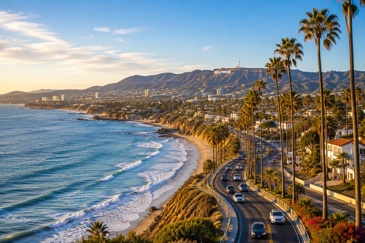 California coastline and hills representing Gym Service coverage across California