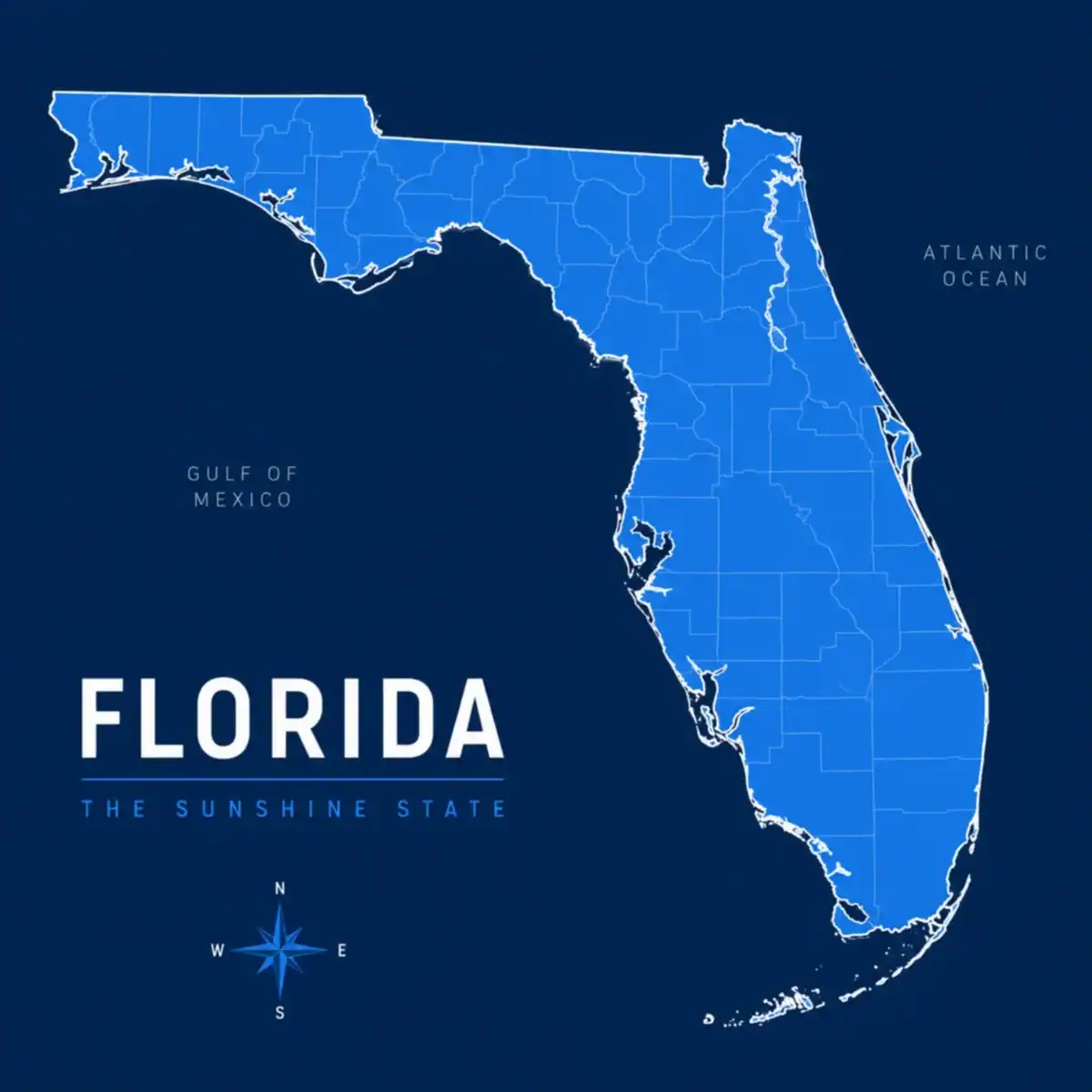 Florida coastline and city service area for commercial fitness equipment support